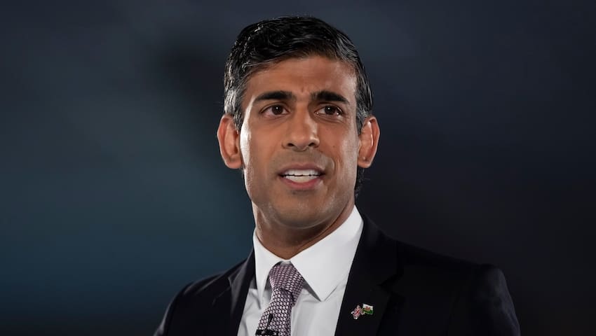 Rishi Sunak during the Conservative party leadership hustings event in Cardiff. The winner of the contest will become the new UK prime minister.