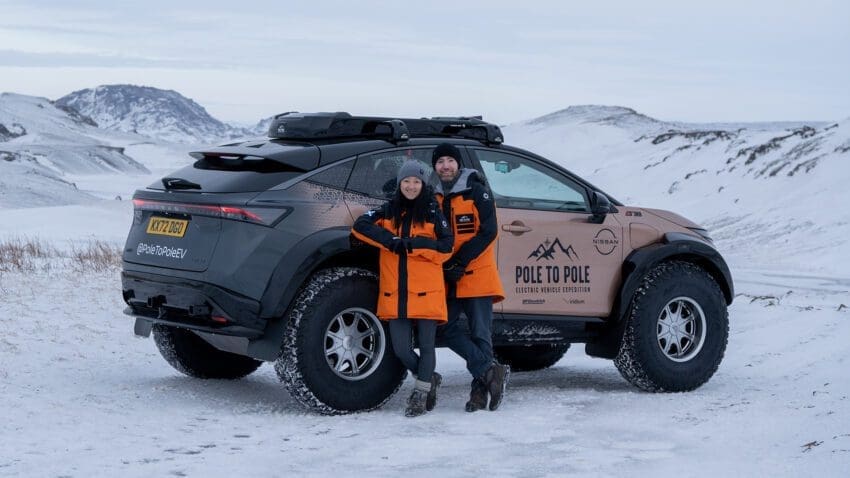 The Nissan Ariya used on the Pole to Pole EV adventure