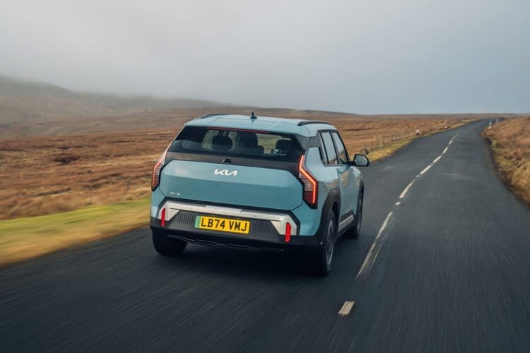 Kia EV3 rear driving view