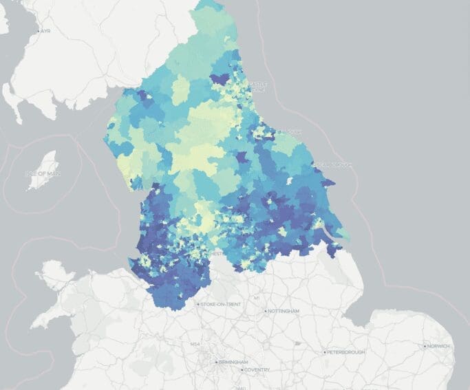 ordnance survey and TfN map of homes with driveways for EV charging