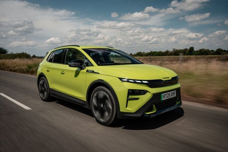 skoda elroq vrs review road driving image