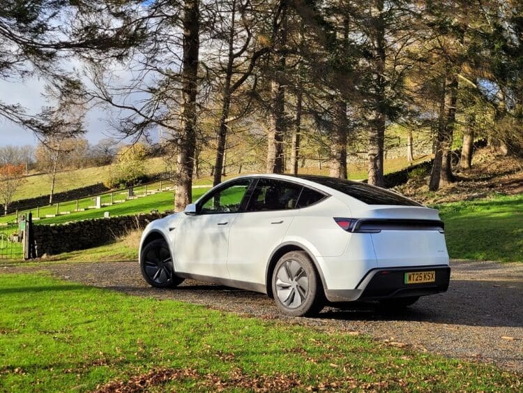 tesla model y review rear image