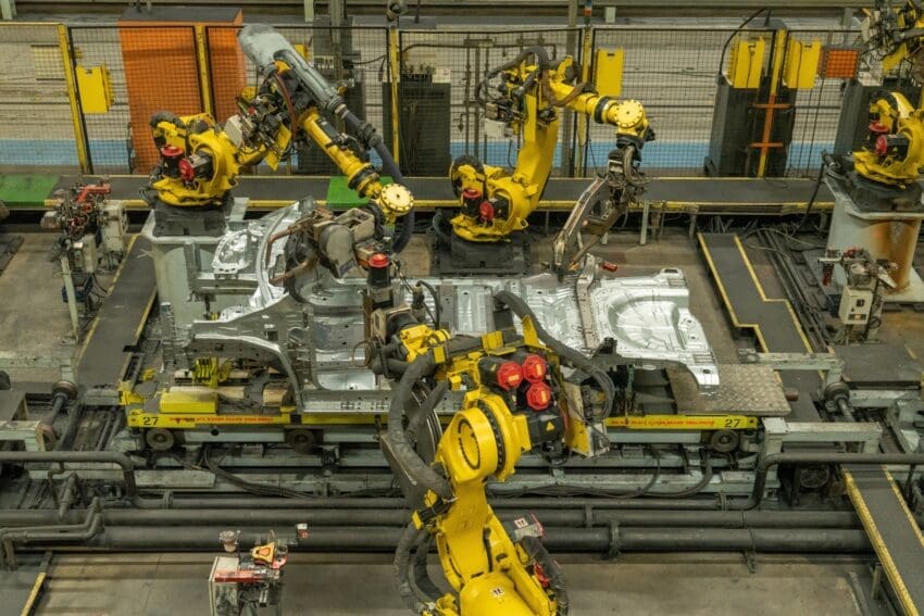 Nissan LEAF floor assembly in the Body Shop