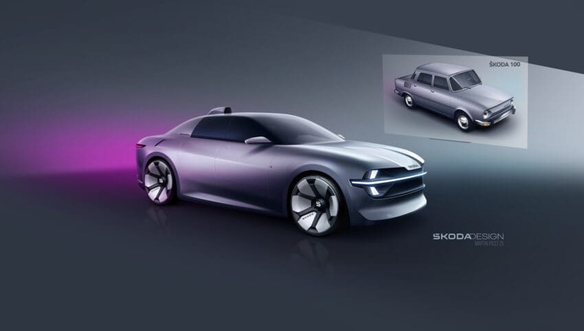 Skoda 100 EV concept hints at all-electric, rear-wheel-drive Superb