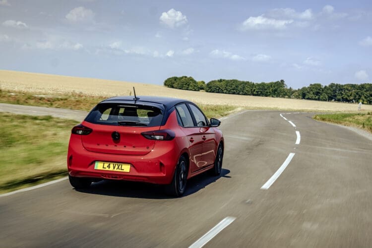 vauxhall corsa electric review driving image rear view
