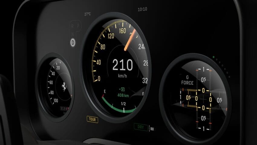 Ferrari Luce EV driver instrument dial binnacle