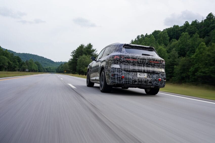 BMW iX5 electric rear view in testing