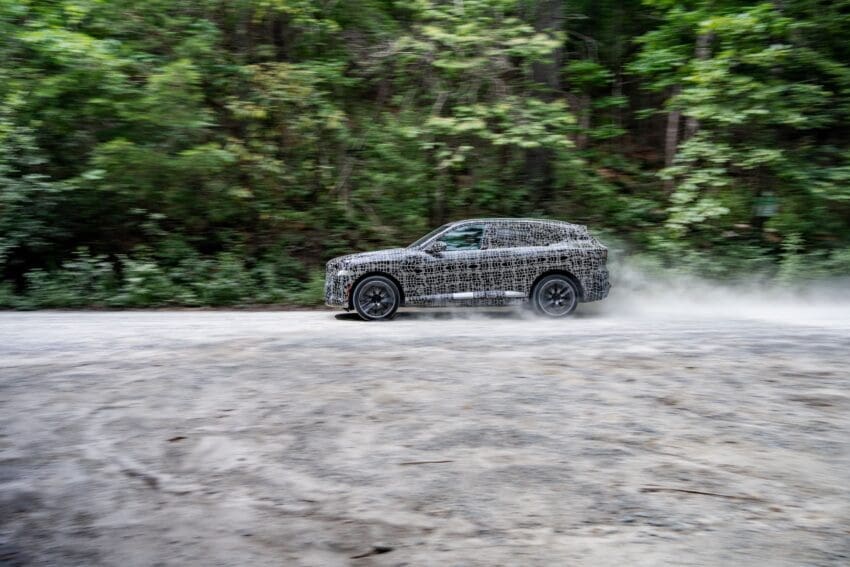 BMW iX5 profile view in testing