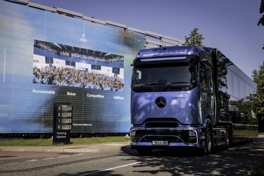 Mercedes-AMG F1 to use electric eActros 600 lorry for the European Formula 1 season