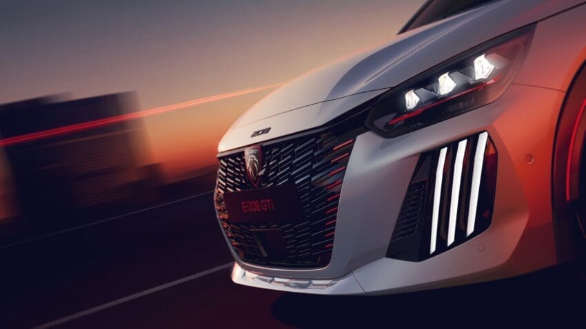 Peugeot E-208 GTI close up grille