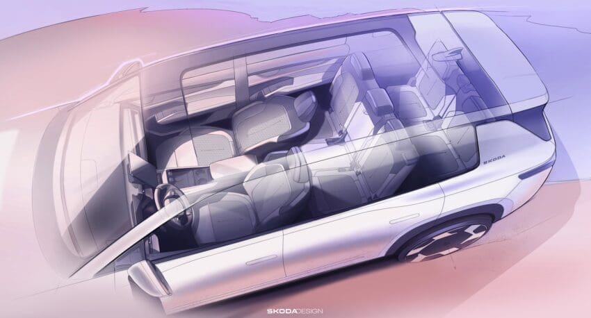 Skoda Peaq interior with seven seats